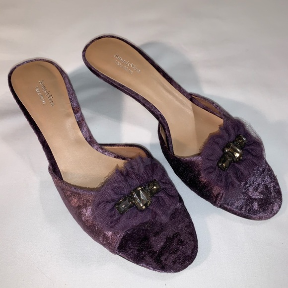 Simply Vera Vera Wang Shoes - Purple Crush Velvet Sorbet Raisin Rhinestone Slide